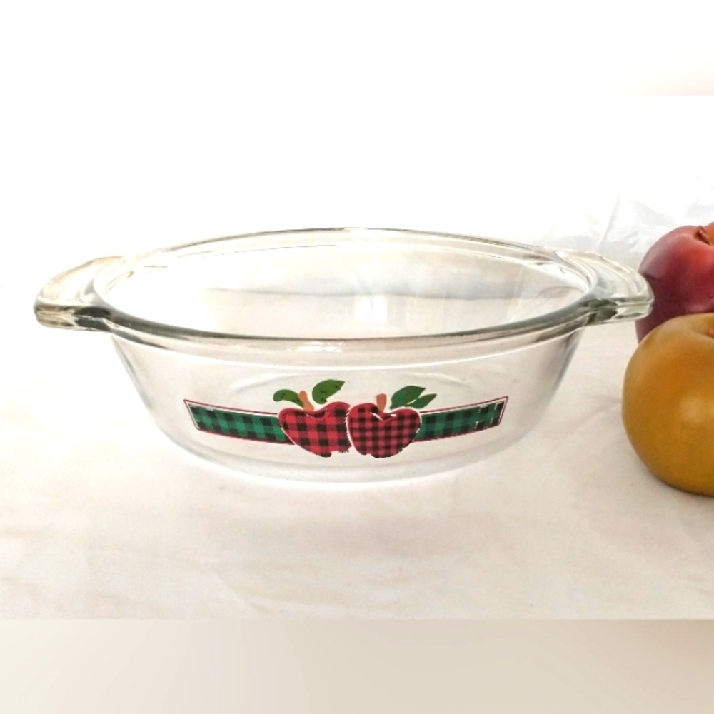 Vintage Anchor Ovenware Clear Casserole Dish #1037 - Buffalo Plaid